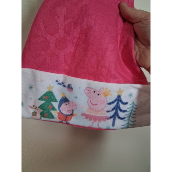 NWT Peppa Pig Santa Hat Christmas Winter Holiday Pink Children's One Size - Picture 3 of 5